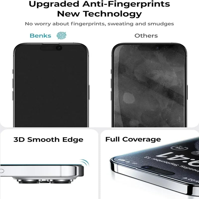 Matte Frosted Glass Screen Protector – Anti-Glare, Oleophobic, Dust-Free for iPhone 11–16 Series