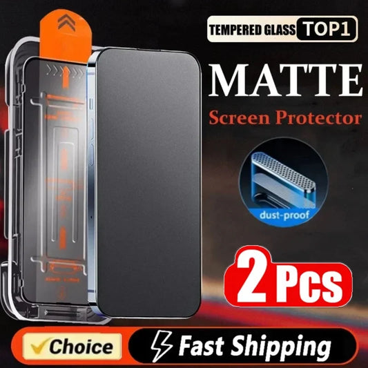 Matte Frosted Glass Screen Protector – Anti-Glare, Oleophobic, Dust-Free for iPhone 11–16 Series
